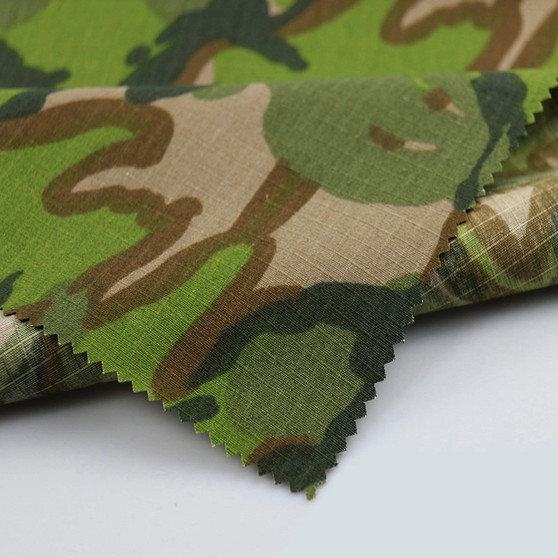 Big Five Leaf Camouflage Color Polyester/Cotton Rip-Stop Fabric